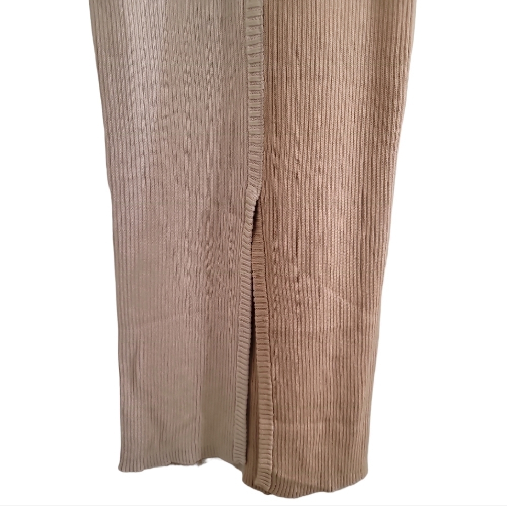 NWT Monrow Cardi Two-Tone Rib Knit Midi Dress Large Color-block Modal Cotton Tan - Picture 5 of 9